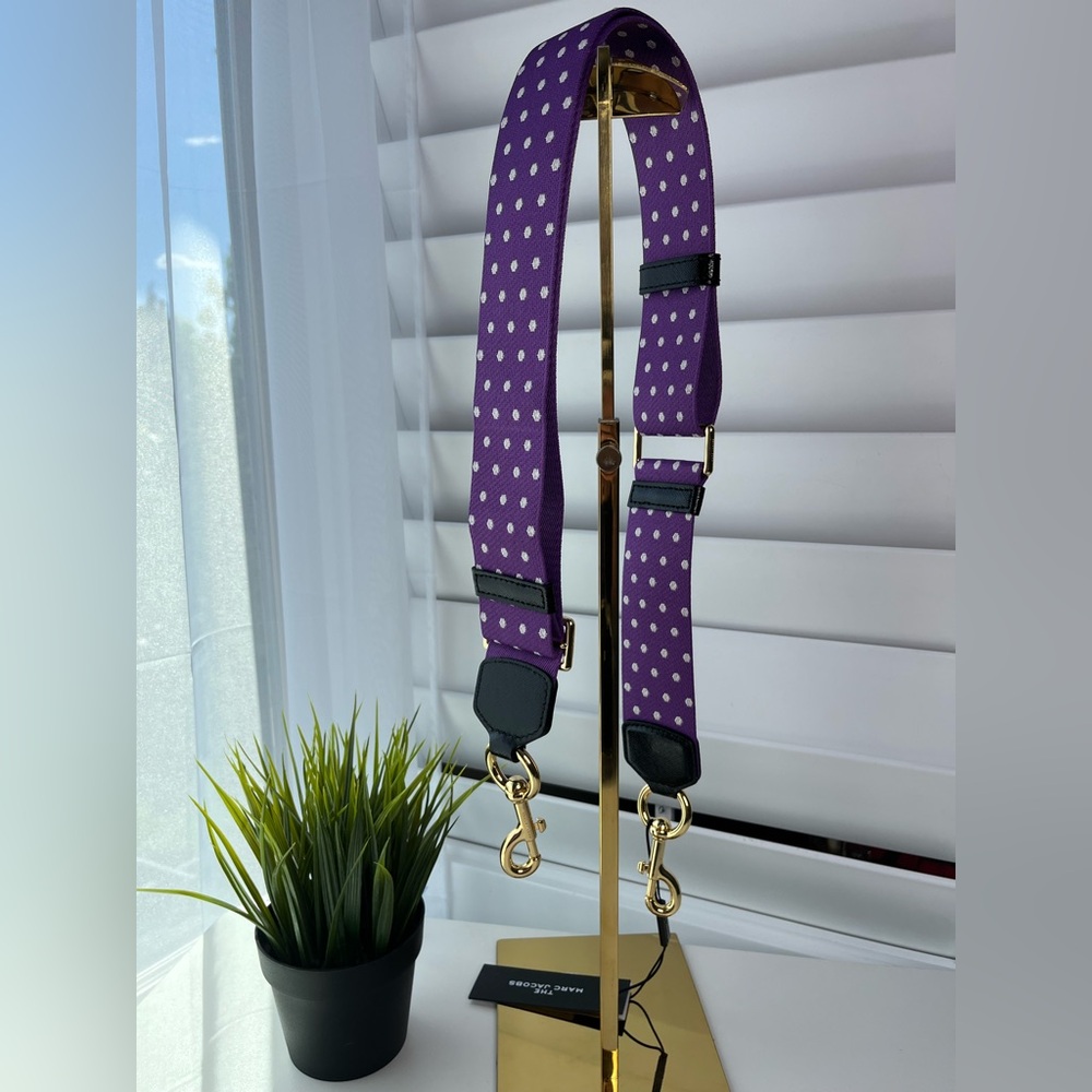 Marc Jacobs NWT- Purple and White Ploka Dot Crossbody Strap